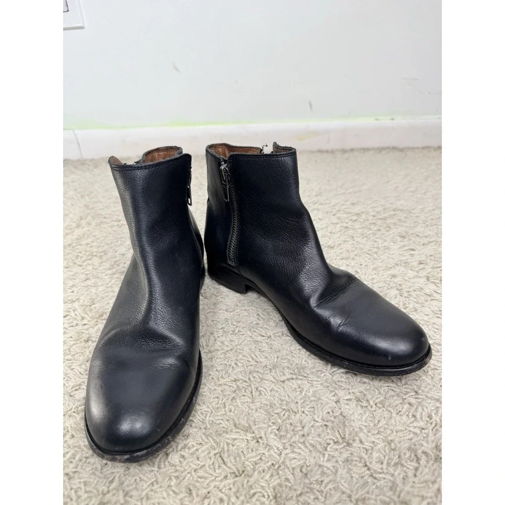 Frye Black‎ Leather Carly Double Zip Chelsea Ankle Boots Women's 6.5M Biker Edgy